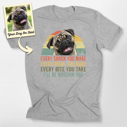 Personalized Pug Dog I'll Be Watching You Pug Life, custom pet portrait gift for pet lovers