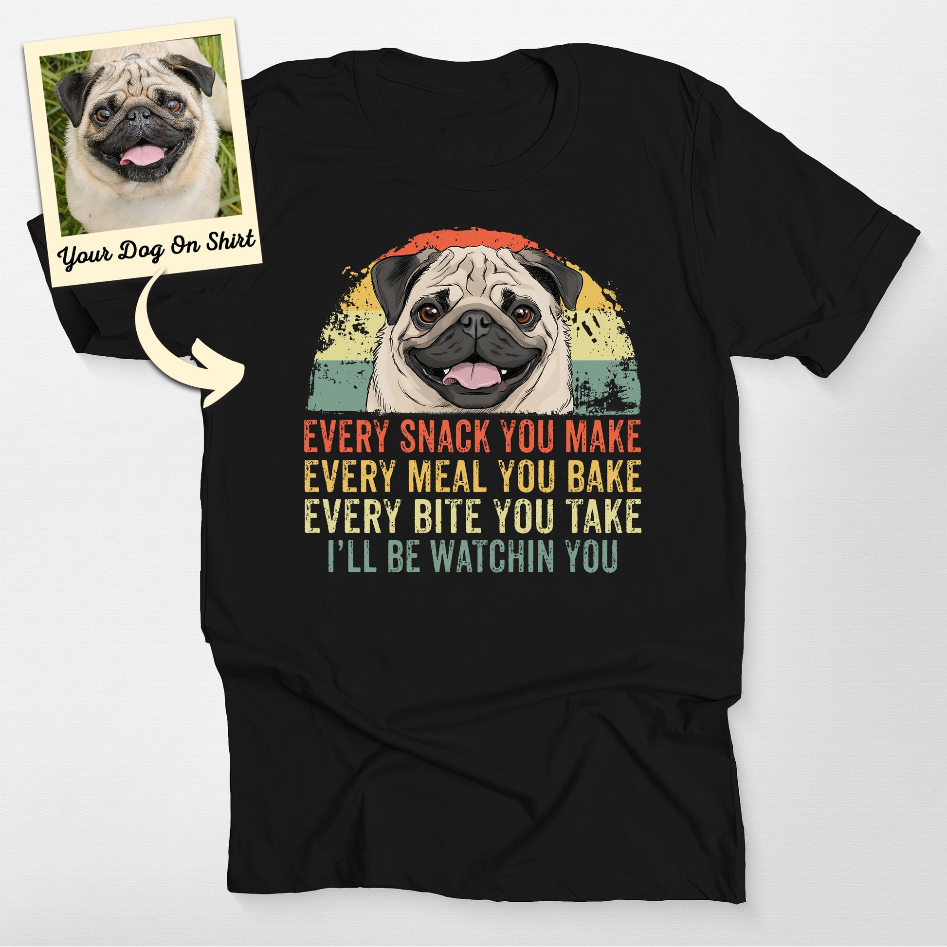 Personalized Pug Dog I'll Be Watching You Pug Life, custom pet portrait gift for pet lovers (view 2)