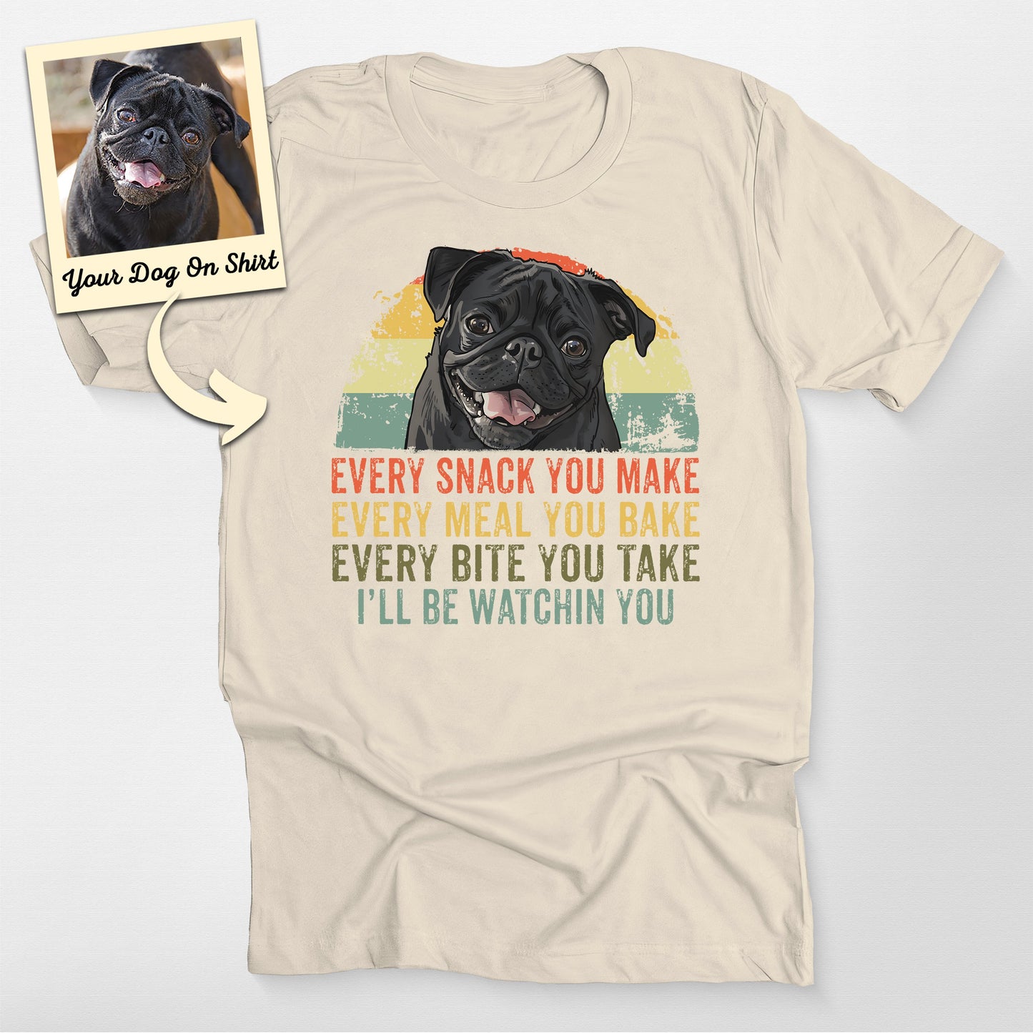 Personalized Pug Dog I'll Be Watching You Pug Life, custom pet portrait gift for pet lovers (view 3)