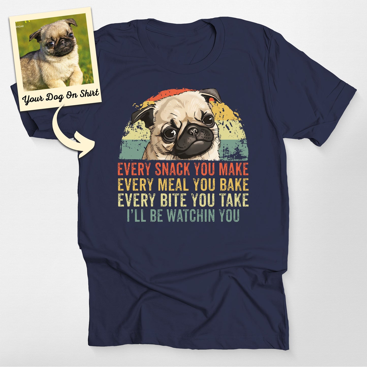 Personalized Pug Dog I'll Be Watching You Pug Life, custom pet portrait gift for pet lovers (view 4)