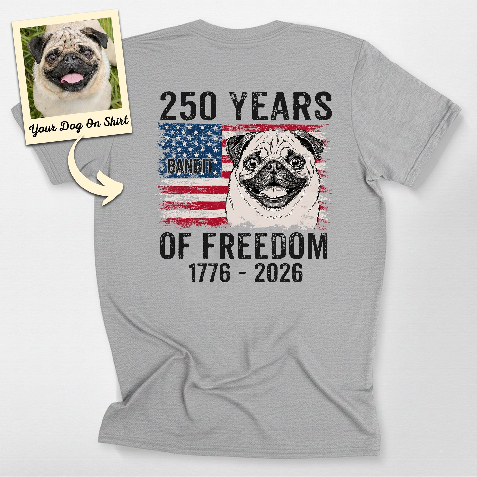 Personalized Pug Shirt America 250 of Freedom Unis