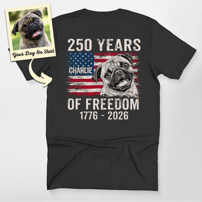 Personalized Pug Shirt America 250 of Freedom Unis (view 2)