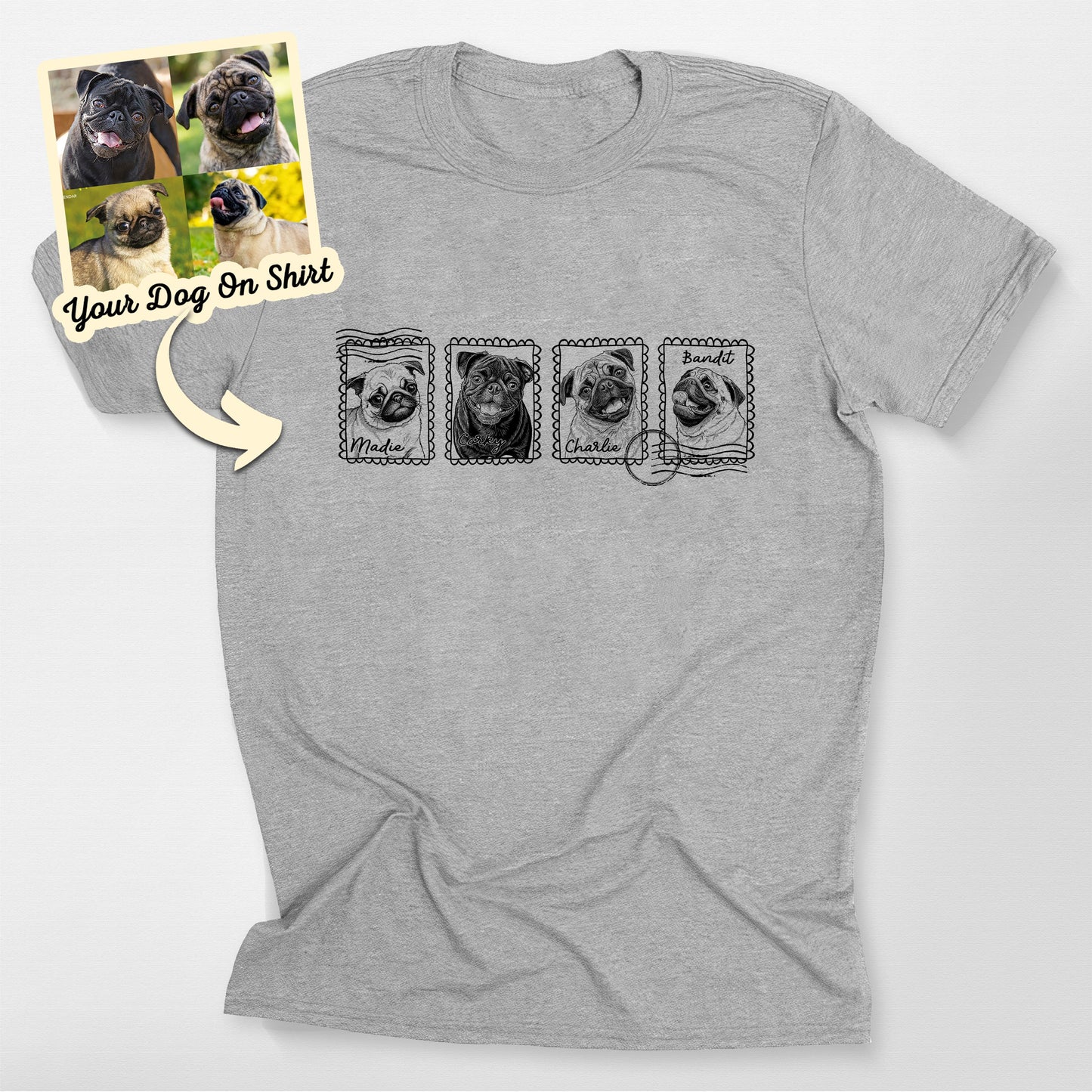 Personalized Pug Stamp Frame T-Shirt
