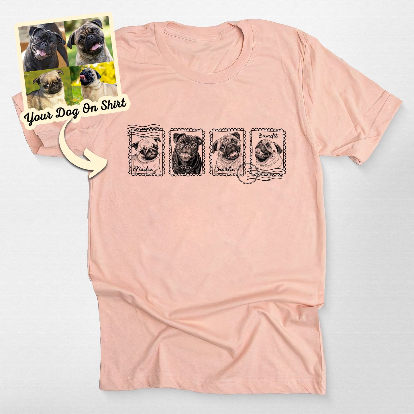 Personalized Pug Stamp Frame T-Shirt (view 3)