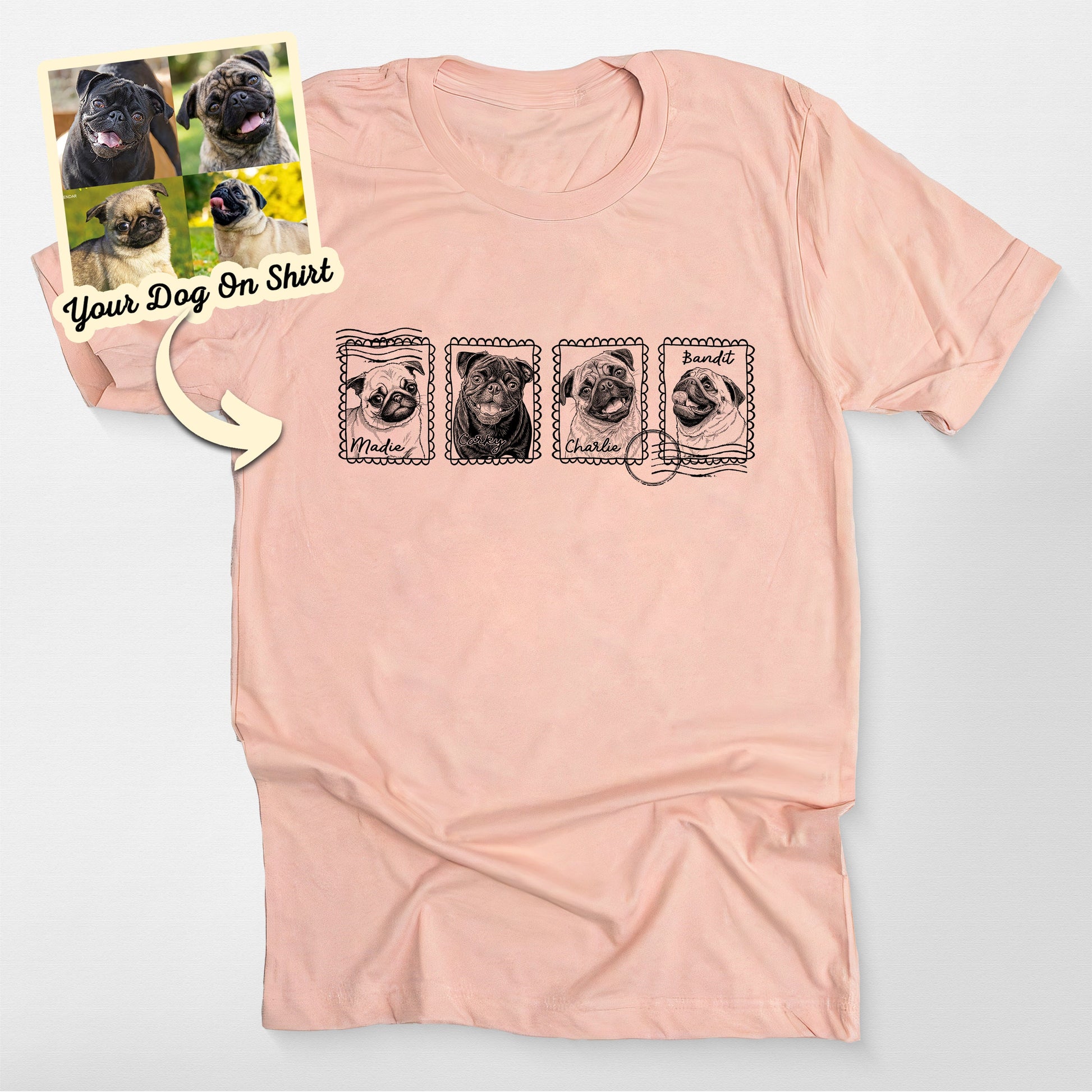 Personalized Pug Stamp Frame T-Shirt (view 3)