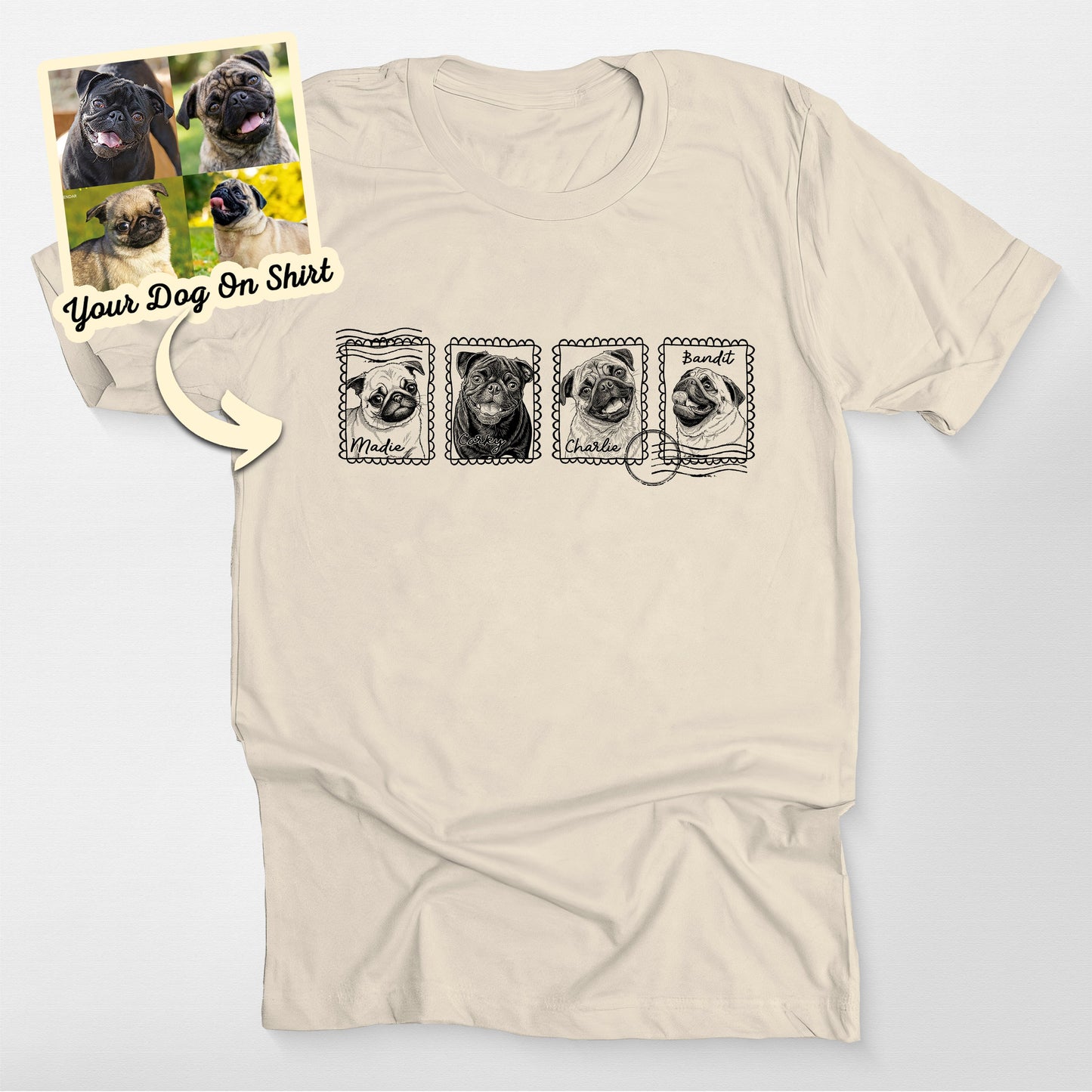 Personalized Pug Stamp Frame T-Shirt (view 4)