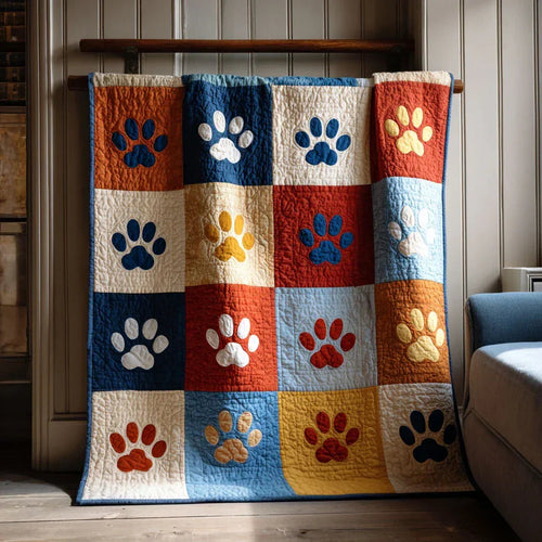 Pet Paw Quilt Blanket - Quilted Blanket by OtterMia
