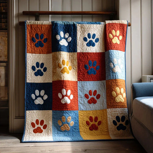 Pet Paw Quilt Blanket - Quilted Blanket by OtterMia
