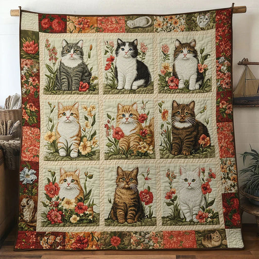 Petal Grace Cat Quilt Blanket
