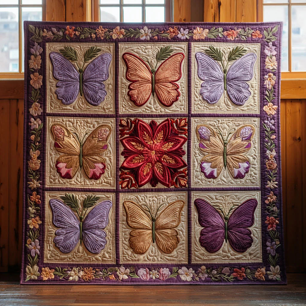 Petals In Flight Quilt Blanket