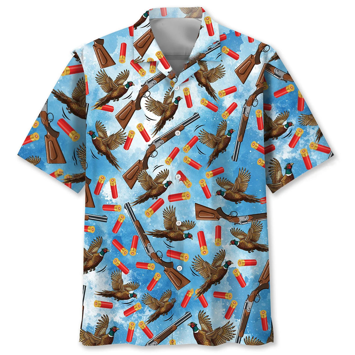 Pheasant Hunting Blue Hawaiian Shirt, custom shirt gift for men (view 2)