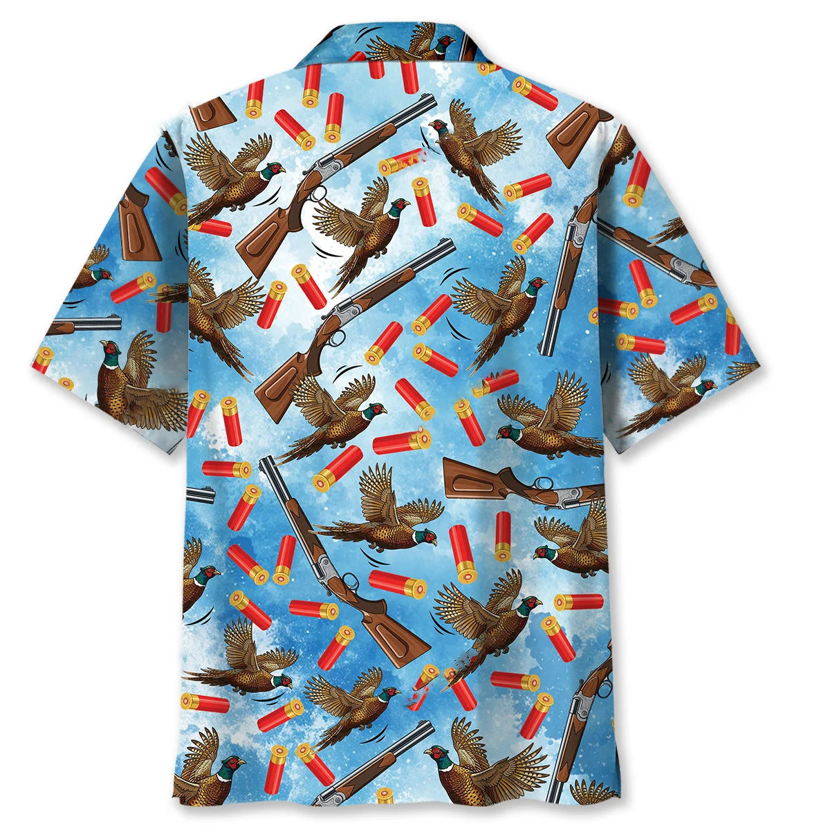 Pheasant Hunting Blue Hawaiian Shirt, custom shirt gift for men (view 4)