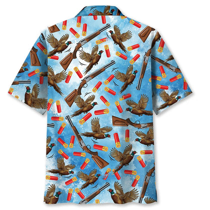 Pheasant Hunting Blue Hawaiian Shirt, custom shirt gift for men (view 4)