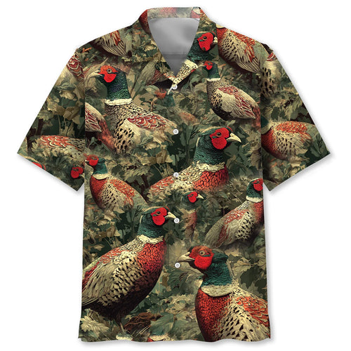 Pheasant Hunting Camouflage Hawaiian Shirt, custom shirt gift for men