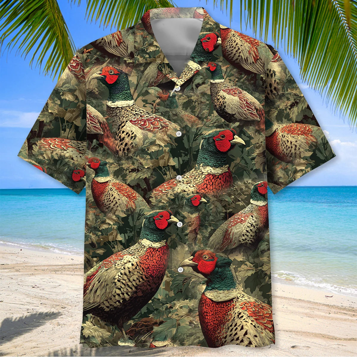 Pheasant Hunting Camouflage Hawaiian Shirt, custom shirt gift for men (view 2)