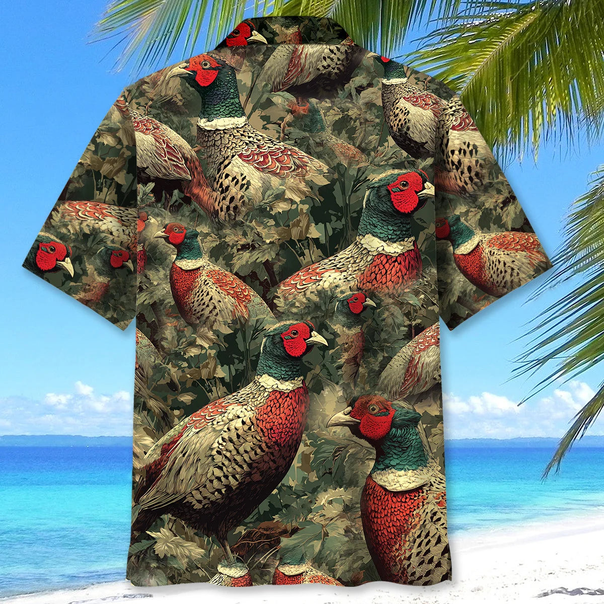 Pheasant Hunting Camouflage Hawaiian Shirt, custom shirt gift for men (view 3)