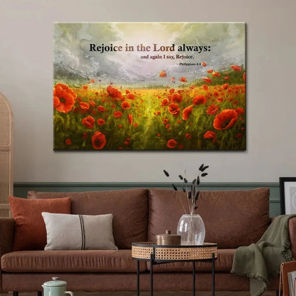 philippians 4 4 rejoice in the lord always wall art poppies christian canvas art (Landscape) (view 6)