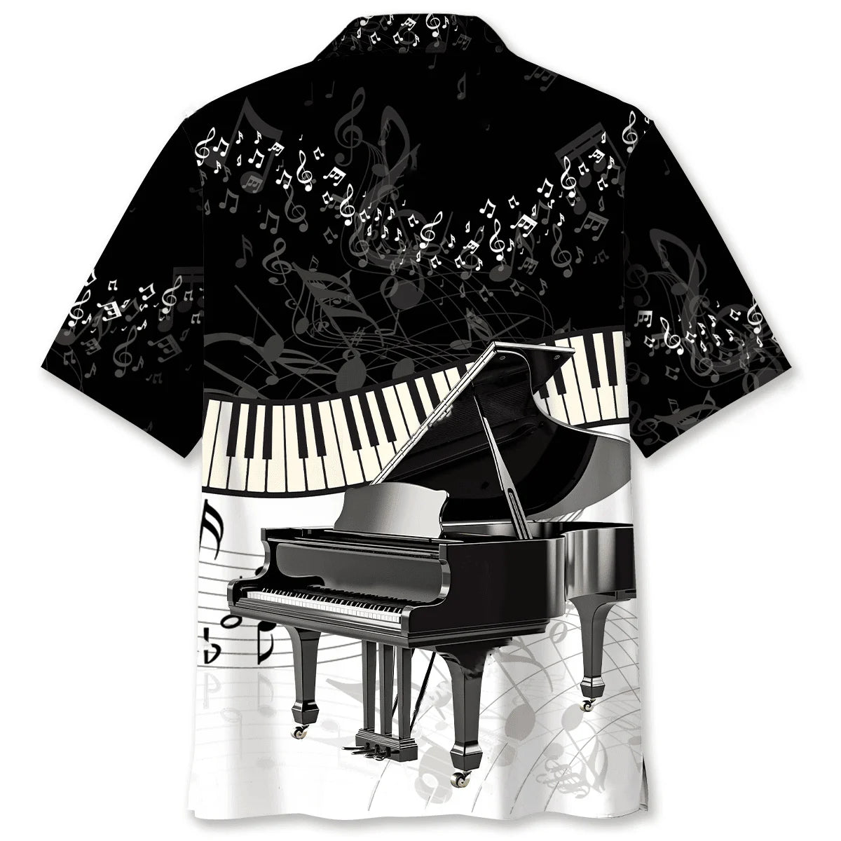 Piano Black White Hawaiian Shirt, custom shirt gift for men (view 2)