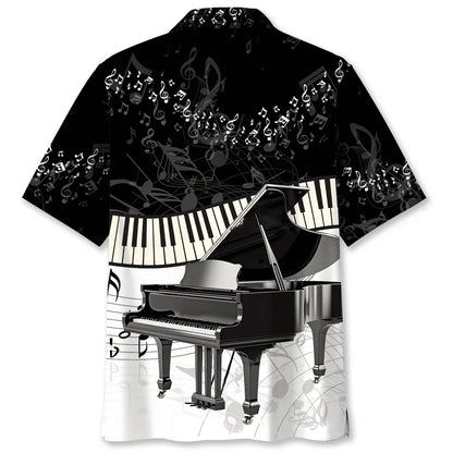 Piano Black White Hawaiian Shirt, custom shirt gift for men (view 2)
