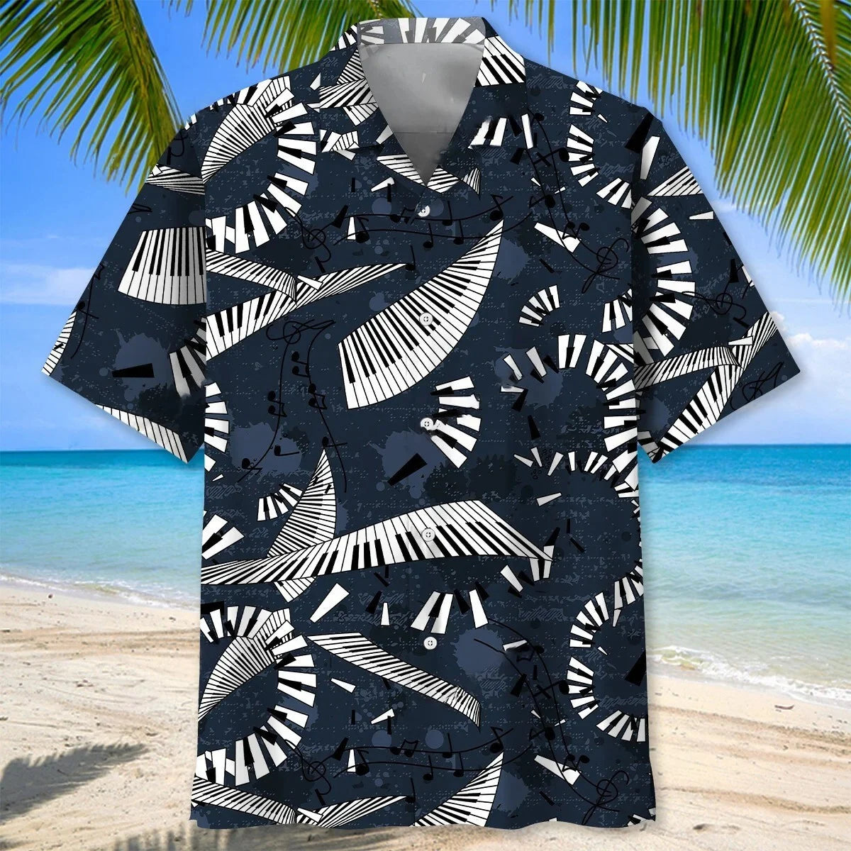 Piano Flying Music Hawaiian Shirt, custom shirt gift for men (view 4)