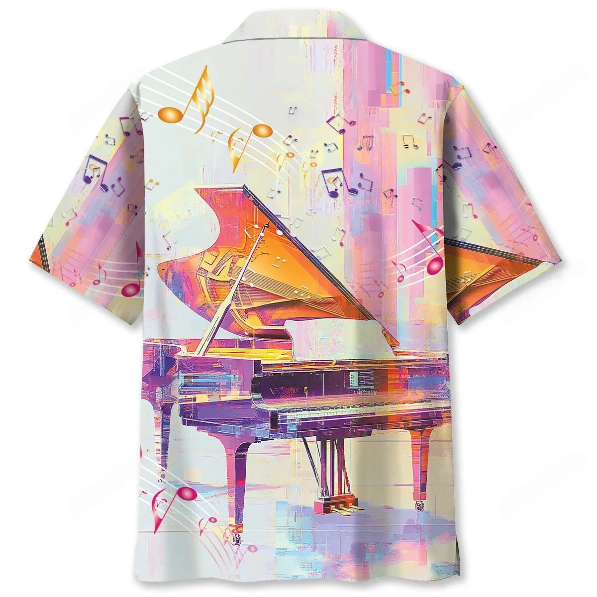 Piano Glitch Art Hawaiian Shirt, custom shirt gift for men (view 3)