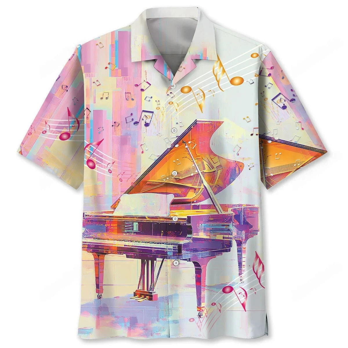 Piano Glitch Art Hawaiian Shirt, custom shirt gift for men (view 4)