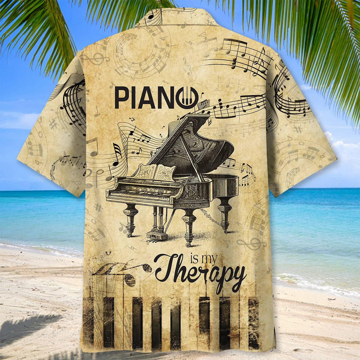 Piano is my Therapy Hawaiian Shirt, custom shirt gift for men (view 3)