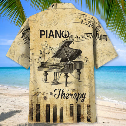 Piano is my Therapy Hawaiian Shirt, custom shirt gift for men (view 3)