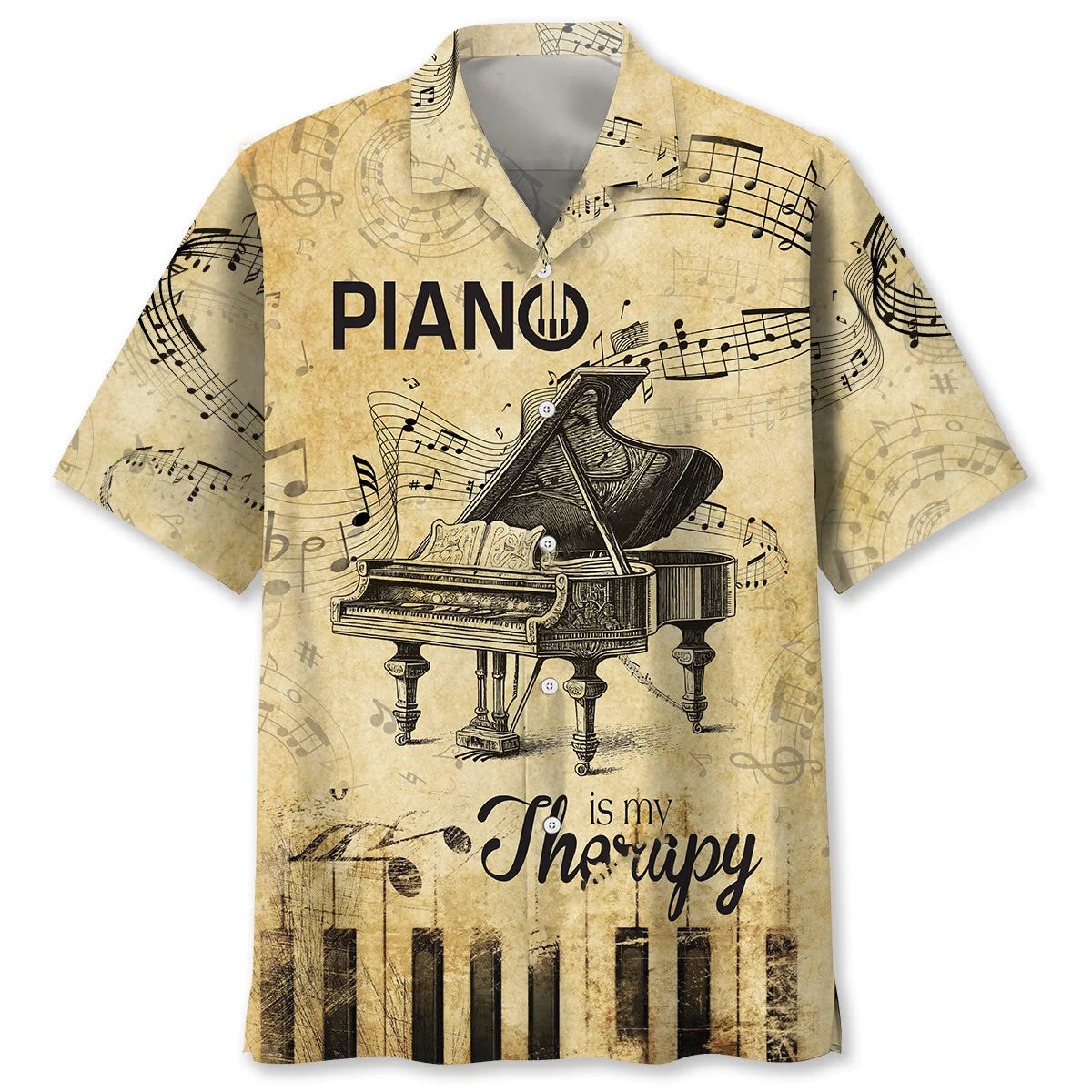 Piano is my Therapy Hawaiian Shirt, custom shirt gift for men (view 4)