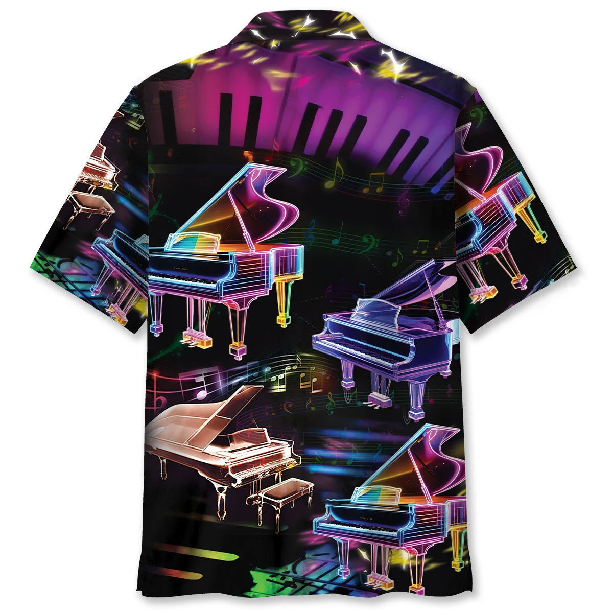 Piano Neon Style Music Lover Hawaiian Shirt, custom shirt gift for men (view 3)