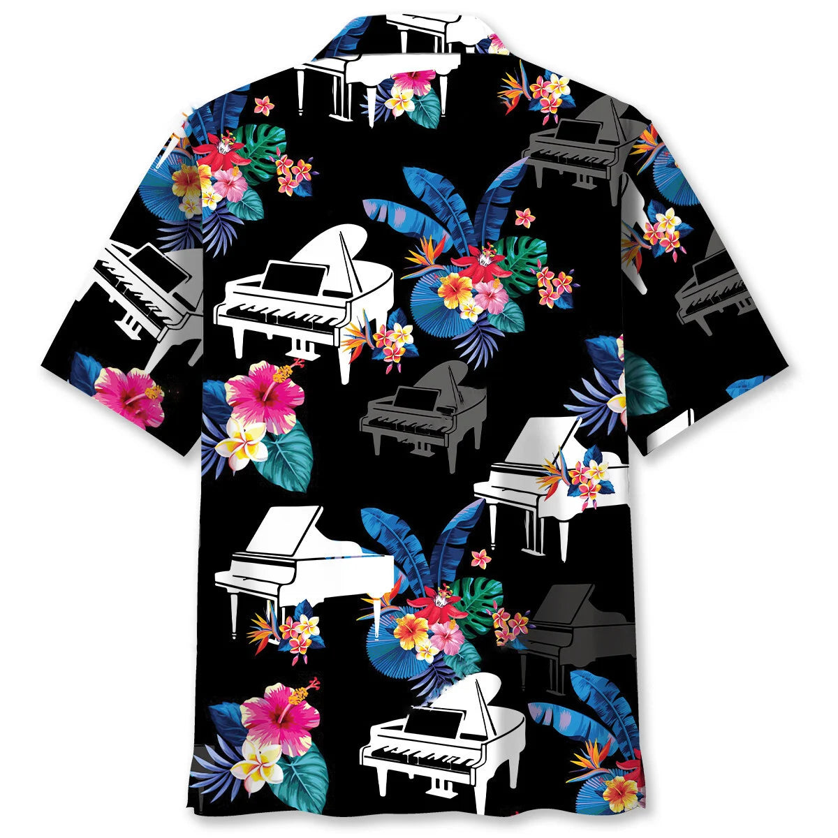 Piano Tropical Pattern Hawaiian Shirt, custom shirt gift for men (view 2)