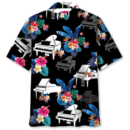 Piano Tropical Pattern Hawaiian Shirt, custom shirt gift for men (view 2)