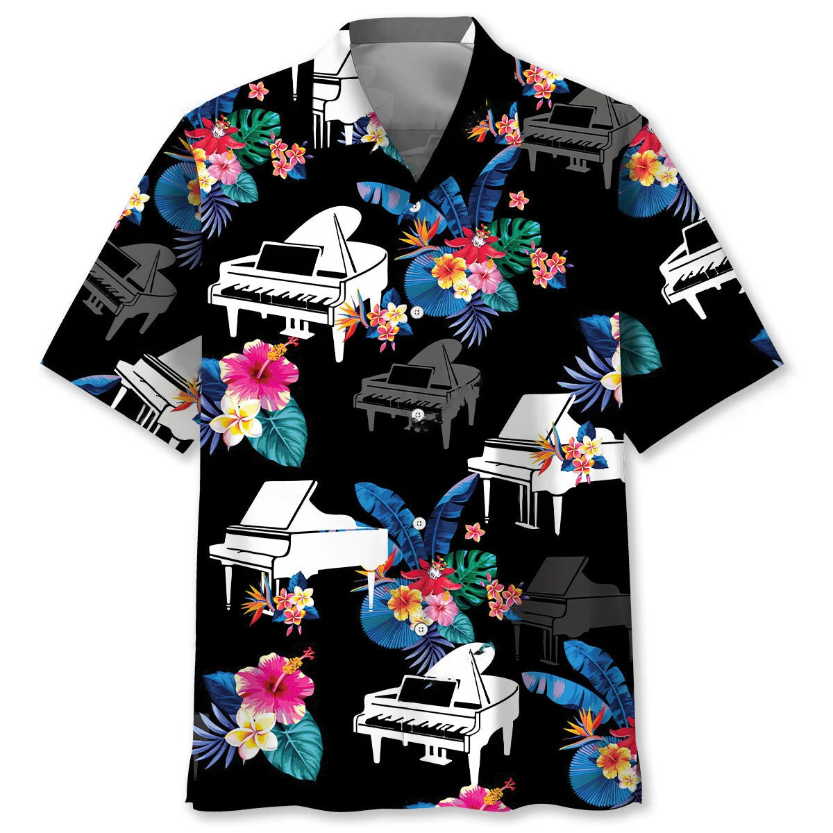 Piano Tropical Pattern Hawaiian Shirt, custom shirt gift for men (view 4)