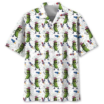 Pickle Dancing Proud of America Hawaiian Shirt, custom shirt gift for men