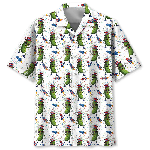 Pickle Dancing Proud of America Hawaiian Shirt, custom shirt gift for men