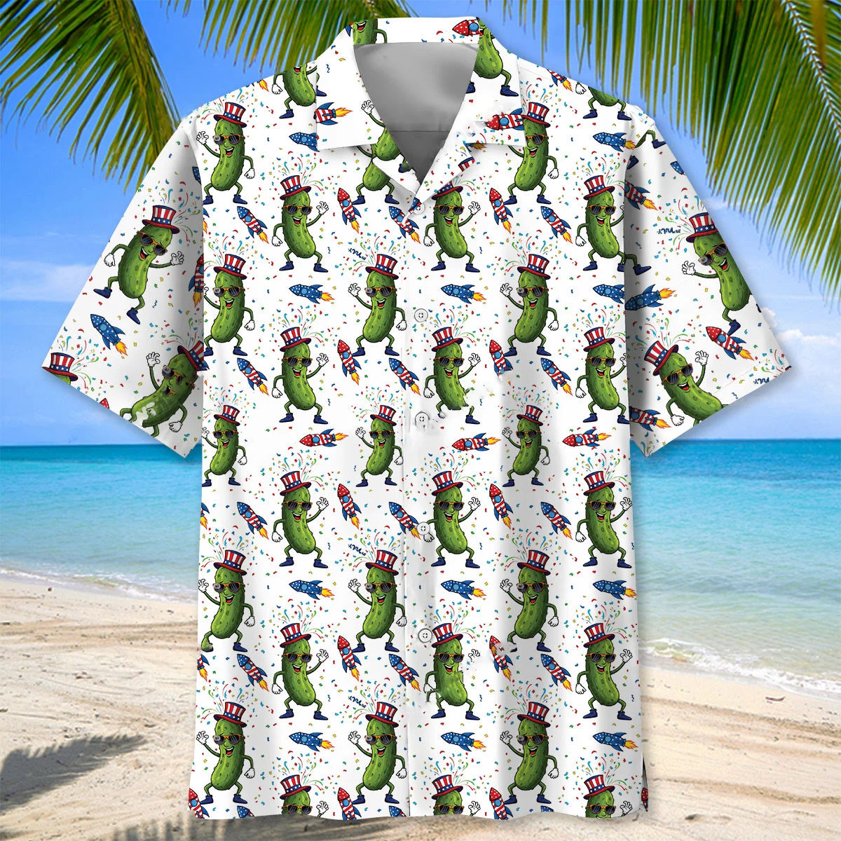 Pickle Dancing Proud of America Hawaiian Shirt, custom shirt gift for men (view 2)