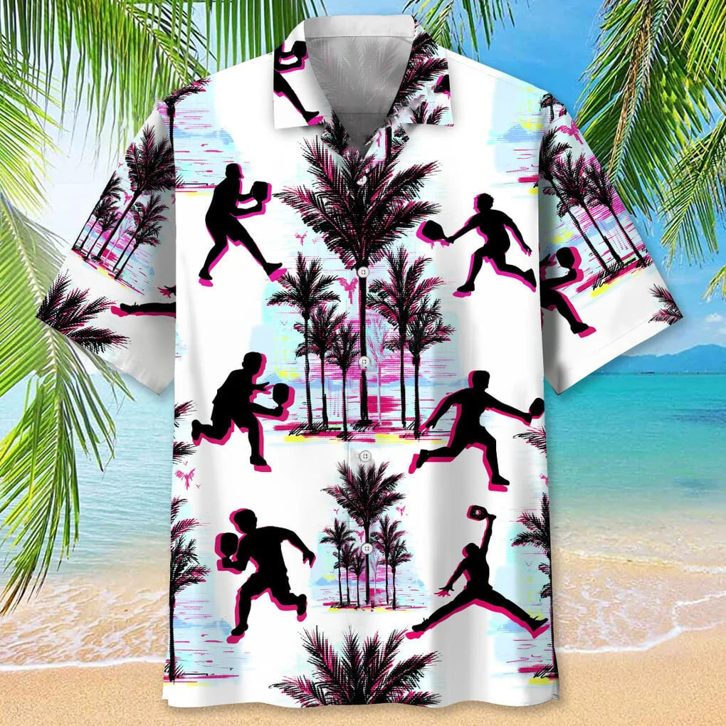 Pickleball Abstract Background Hawaiian Shirt, custom shirt gift for men