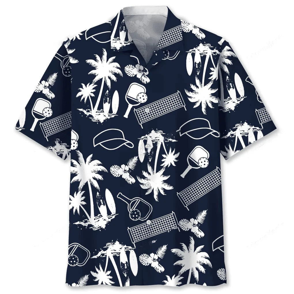 Pickleball Black Hawaiian Shirt, custom shirt gift for men