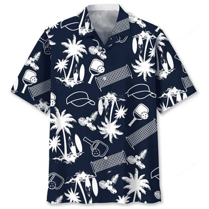 Pickleball Black Hawaiian Shirt, custom shirt gift for men