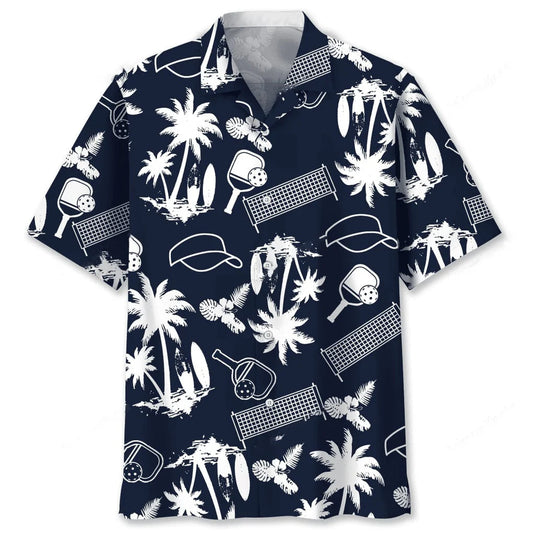 Pickleball Black Hawaiian Shirt, custom shirt gift for men