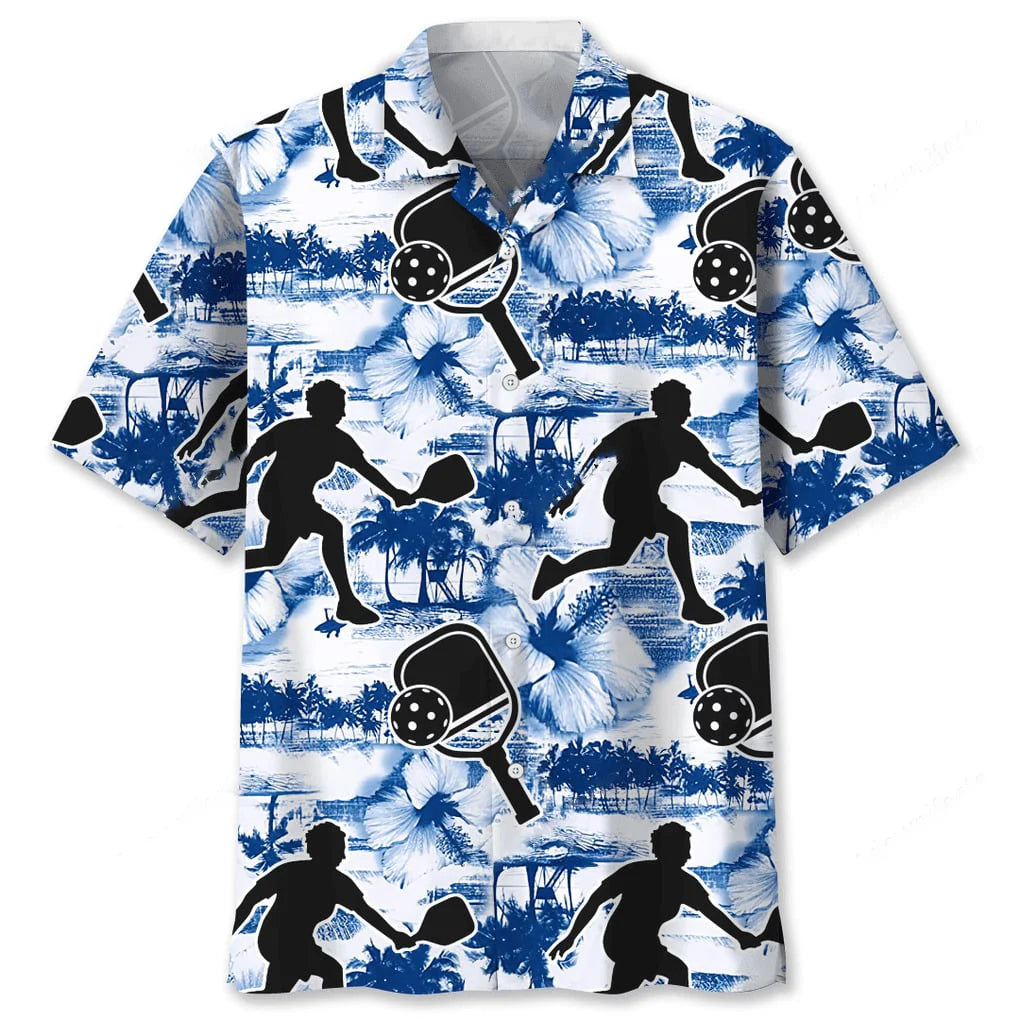 Pickleball Blue Nature Hawaiian Shirt, custom shirt gift for men