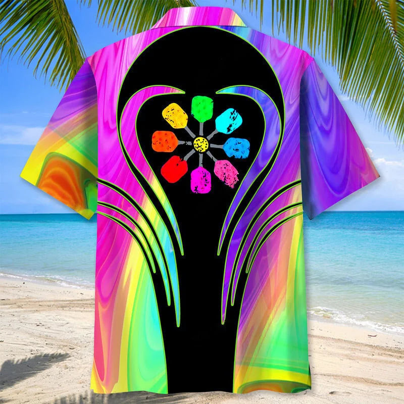 Pickleball Color Hawaiian Shirt, custom shirt gift for men (view 2)