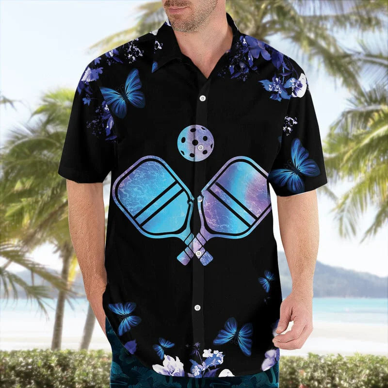 Pickleball Flower Nature Hawaiian Shirt, custom shirt gift for men (view 2)