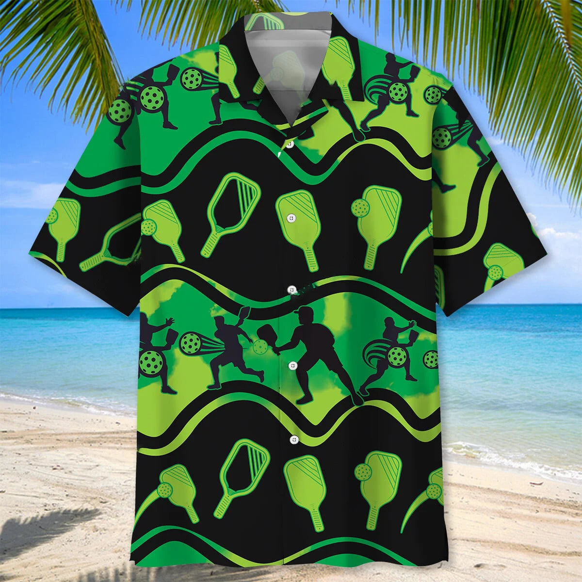 Pickleball Green Hawaiian Shirt, custom shirt gift for men