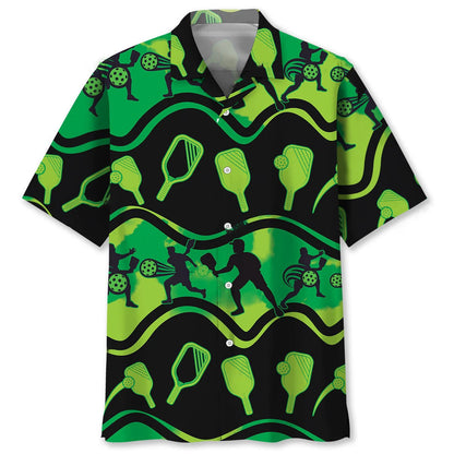 Pickleball Green Hawaiian Shirt, custom shirt gift for men (view 2)