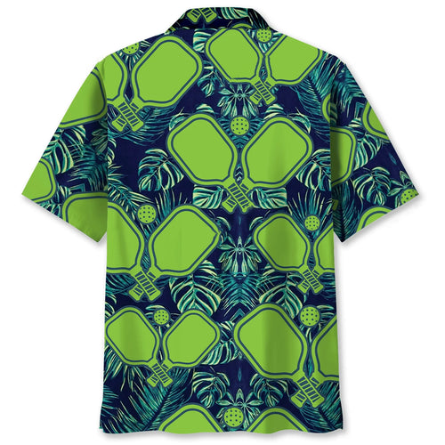 Pickleball Green Leaves Hawaiian Shirt, custom shirt gift for men
