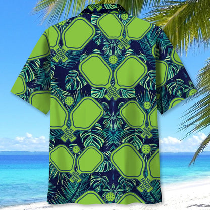 Pickleball Green Leaves Hawaiian Shirt, custom shirt gift for men (view 3)
