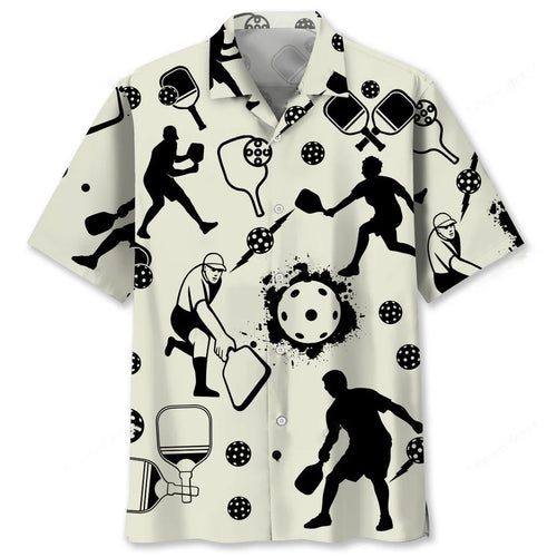 Pickleball Icon Bw Hawaiian Shirt, custom shirt gift for men