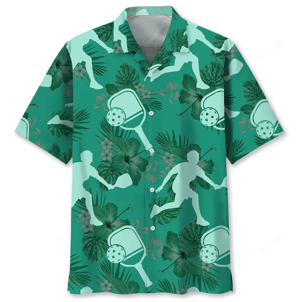 Pickleball Kelly Green Hawaiian Shirt, custom shirt gift for men
