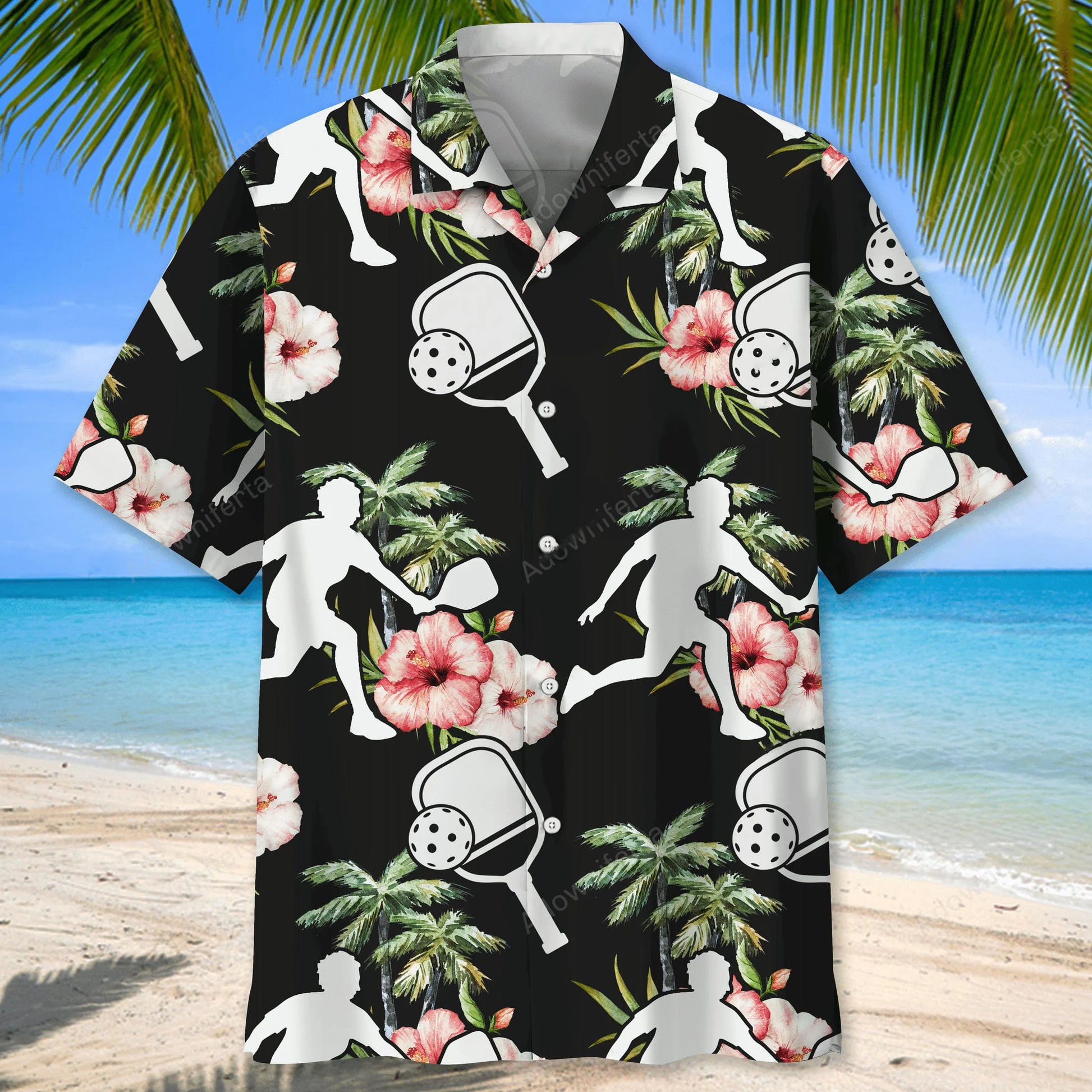 Pickleball Nature Flower Hawaiian Shirt, custom shirt gift for men